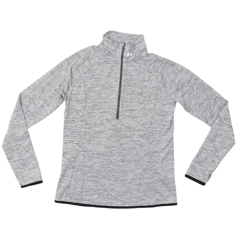 Under Armour Women's Medium Gray 1/4 Zip Pullover Sweatshirt Run High Neck